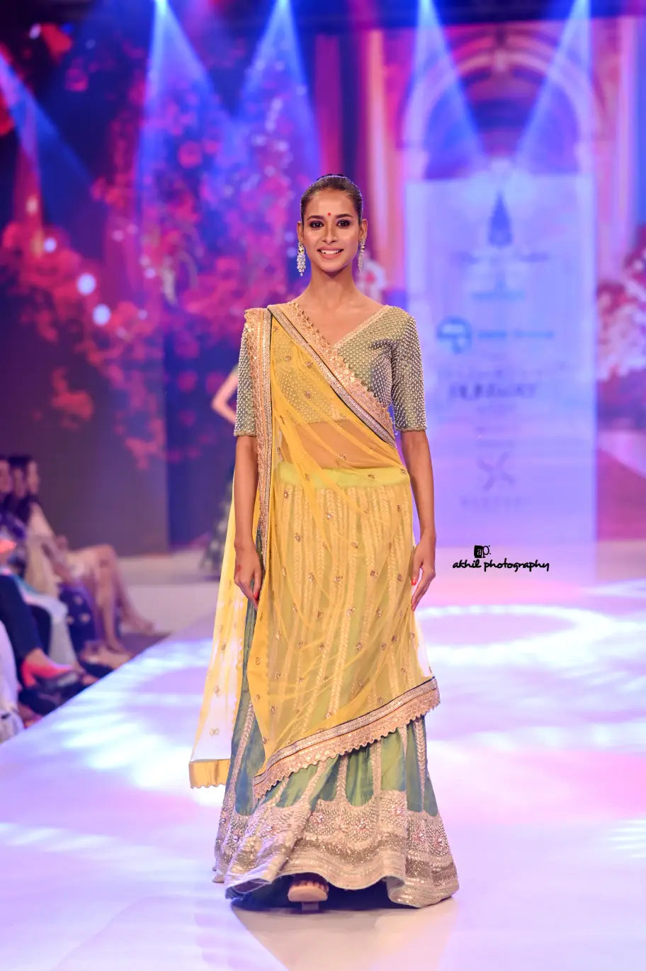 Runway Glimmer Mint Green Embroidered Lehenga Set