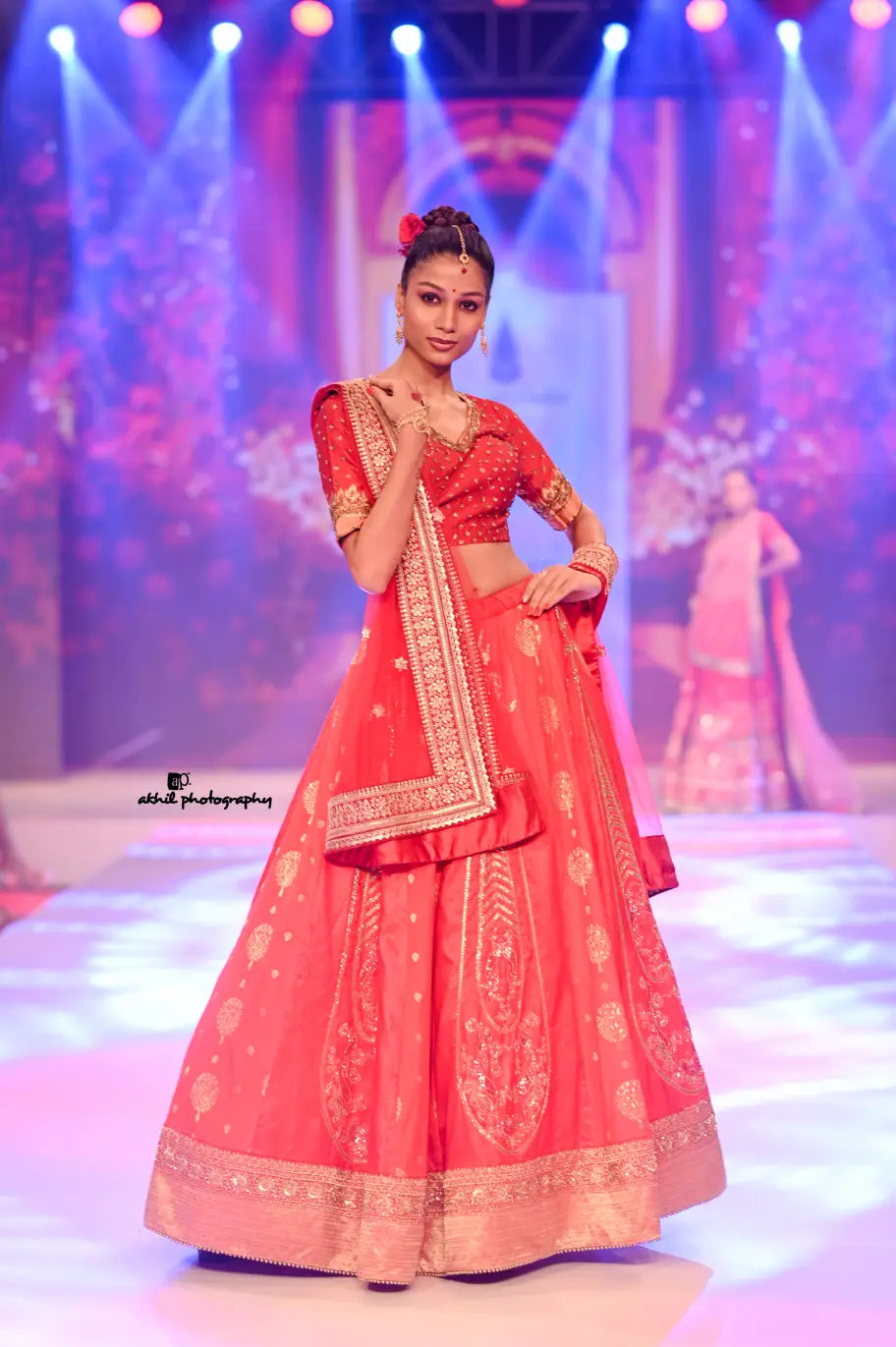 Coral-Pink Radiance Embroidery Lehenga Ensemble