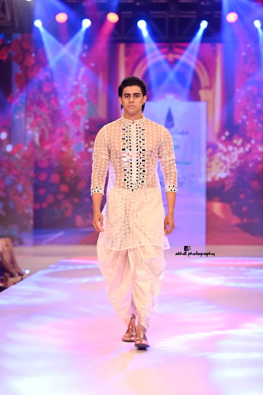 Enchanted Elegance White Mirror Kurta