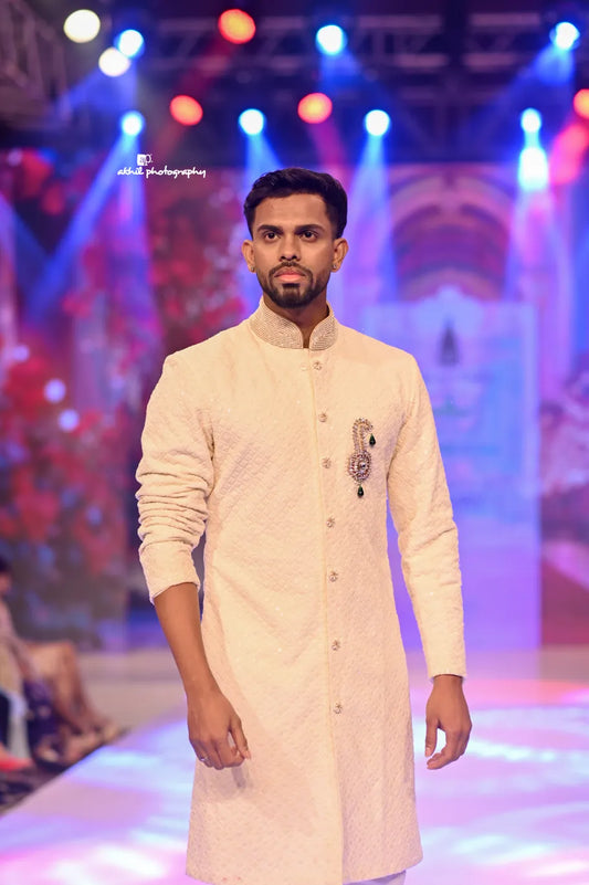 Majestic Ivory Chikankari Sherwani