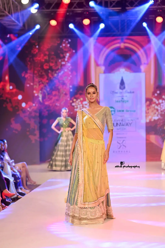 Runway Glimmer Mint Green Embroidered Lehenga Set