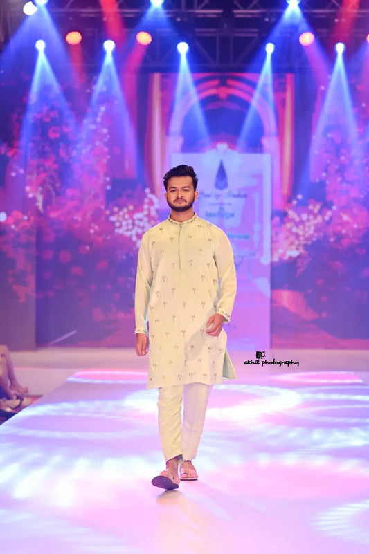 Serene Mint Modal Satin Handwork Kurta Pajama Set